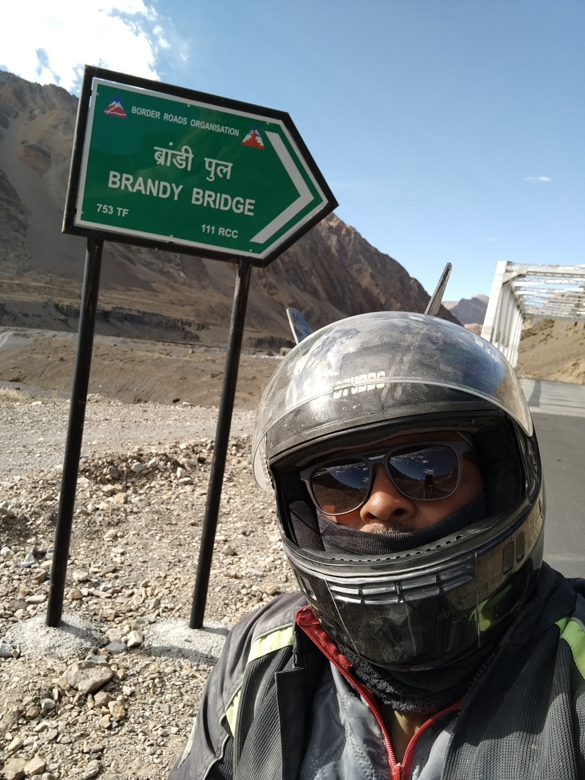 KP in riding gear with helmet and goggles